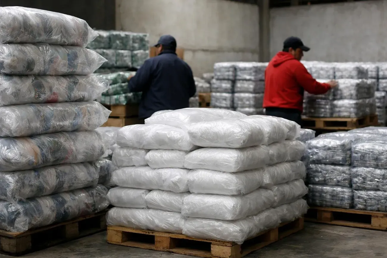 Pallet con bolsas de polietileno